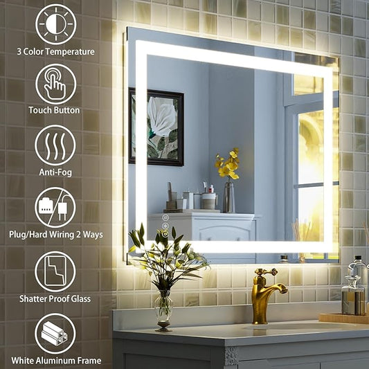 Smart Digital Bathroom Mirror with LED & Anti-Fog